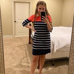 Gap XS navy blue striped dress quarter sleeve